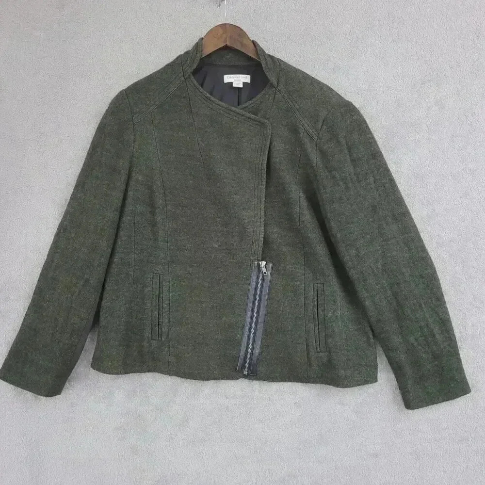 Coldwater Creek Classic Asymmetrical Zip Jacket 18 Wool Blend 1CT
